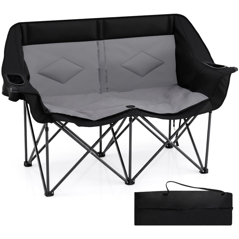 Load image into Gallery viewer, Goplus Double Camping Chair with Cup Holders Glass Racks and Mesh Pockets
