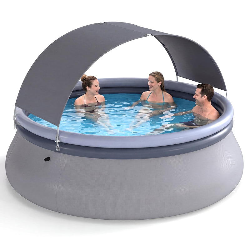 Load image into Gallery viewer, Goplus Inflatable Pool with Canopy Large Round Above Ground Swimming Pool