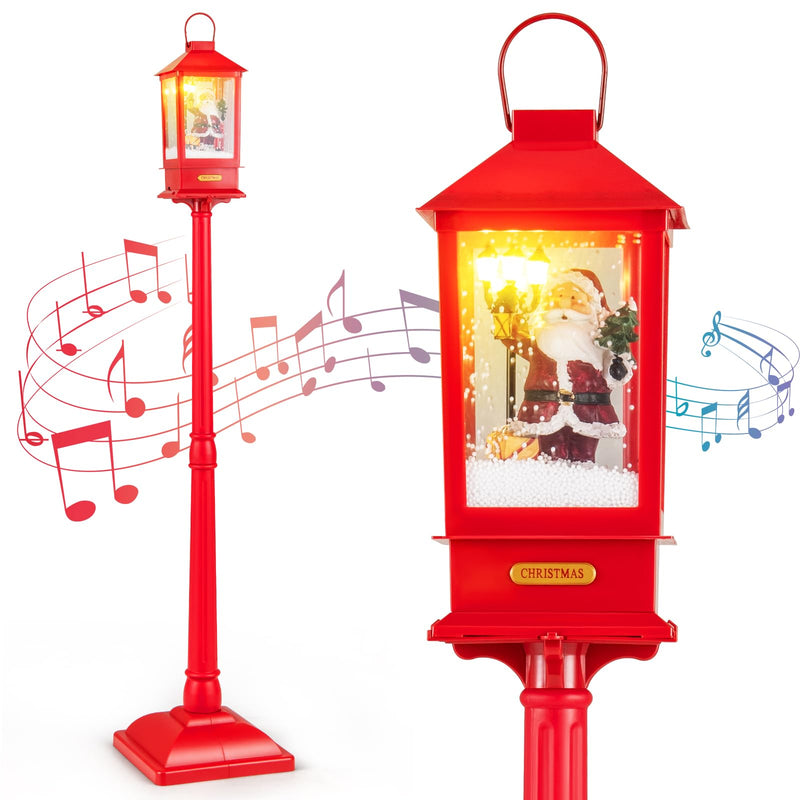 Load image into Gallery viewer, Goplus 61 Inch Christmas Street Lamp, Festive Musical Lamp Post w/Detachable Snow Globe Lantern