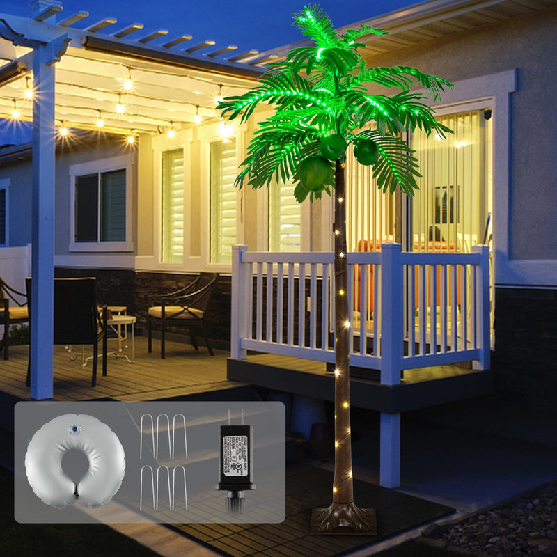 Load image into Gallery viewer, Goplus 6FT Artificial Lighted Palm Tree, Outdoor Light Up Tropical Palm Trees with 309 LED Lights