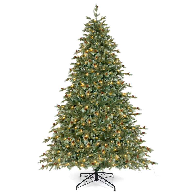 Load image into Gallery viewer, Goplus 8ft Pre-Lit Artificial Christmas Tree with 410 Warm White LED Lights, 8 Modes, 1226 PVC & PE Branch Tips