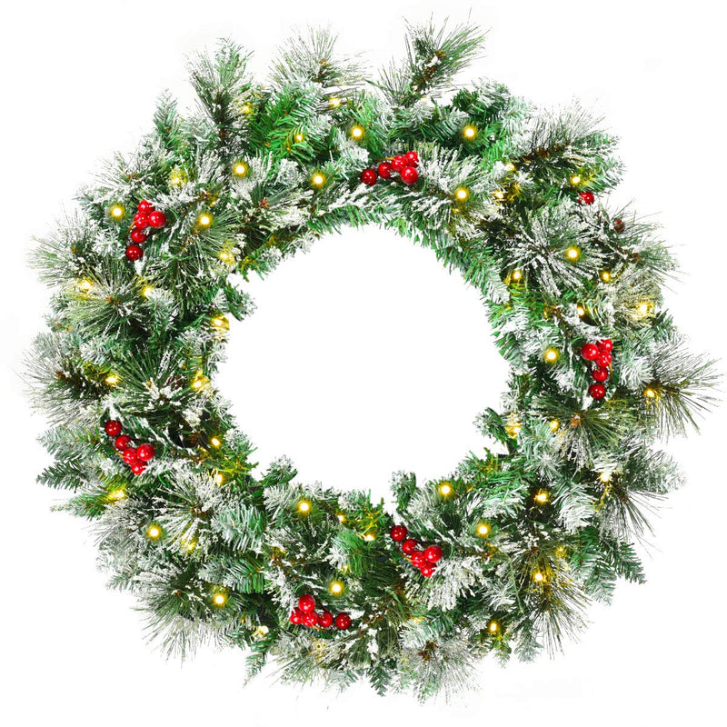 Load image into Gallery viewer, Goplus Snow Flocked Christmas Wreath for Doorway Window Wall