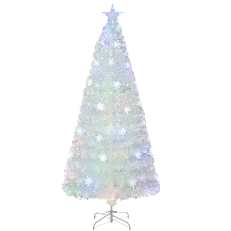 Load image into Gallery viewer, Goplus Pre-lit Fiber Optic Christmas Tree, Artificial White Xmas Tree with 24 Colorful LED Lights