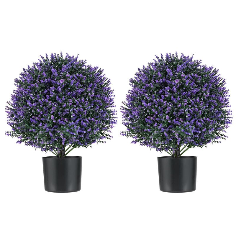 Load image into Gallery viewer, Goplus 21.5’’ Artificial Lavender Topiary Ball Tree Set of 2