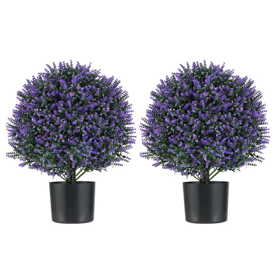 Goplus 21.5’’ Artificial Lavender Topiary Ball Tree Set of 2
