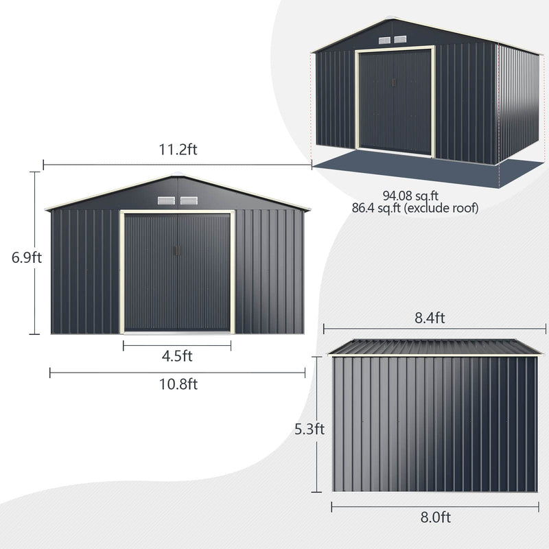 Load image into Gallery viewer, Goplus Storage Shed, Metal Outdoor Building Organizer