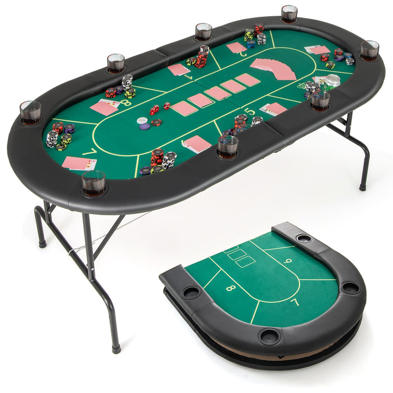 Load image into Gallery viewer, Goplus 72 x 36 x 30.5 Inch Foldable Poker Table with 8 Cup Holders