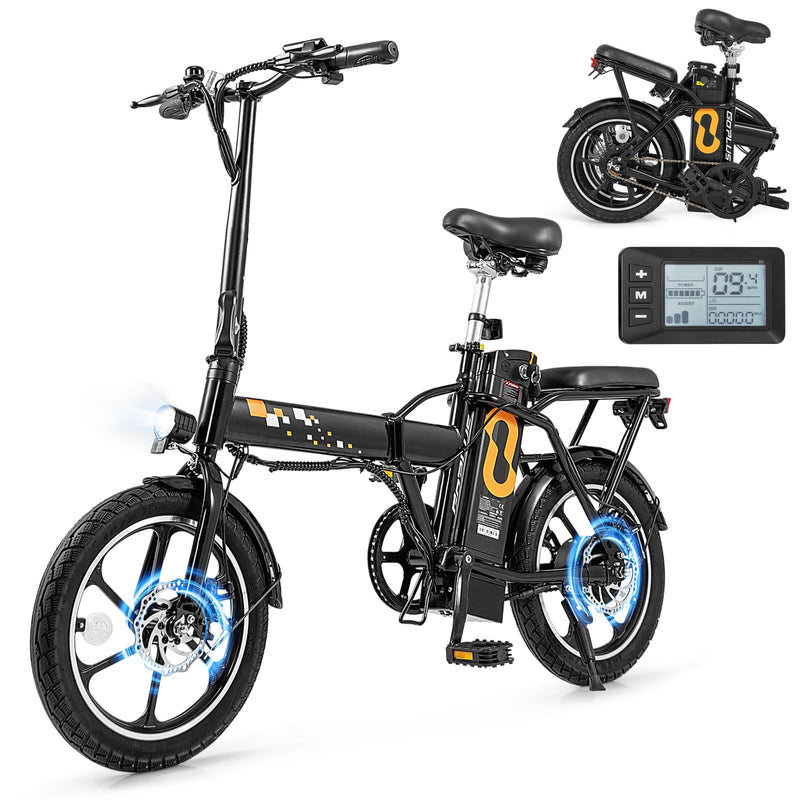Load image into Gallery viewer, Goplus Electric Bike for Adults, 16" Folding Ebike w/Pedals, 650W Brushless Motor, 42V 10.4Ah Removable Battery