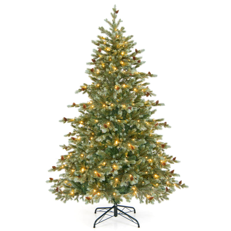 Load image into Gallery viewer, Goplus 6ft Pre-Lit Artificial Christmas Tree, Hinged Full Xmas Pine Tree with 240 Warm White LED Lights