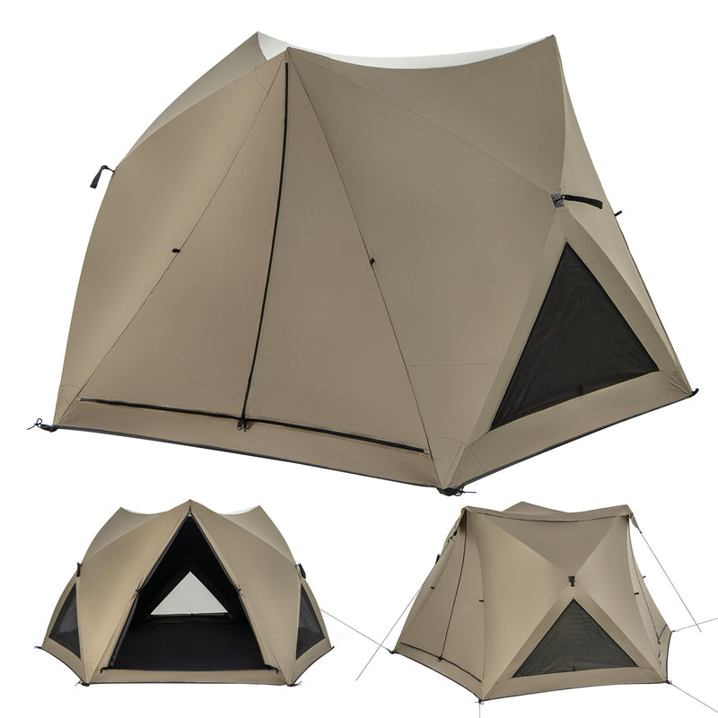 Load image into Gallery viewer, Goplus Pop-up Camping Tent for 4/5/6 Person, 6-Sided Family Tent w/Rainfly, Skylight, 3 Doors