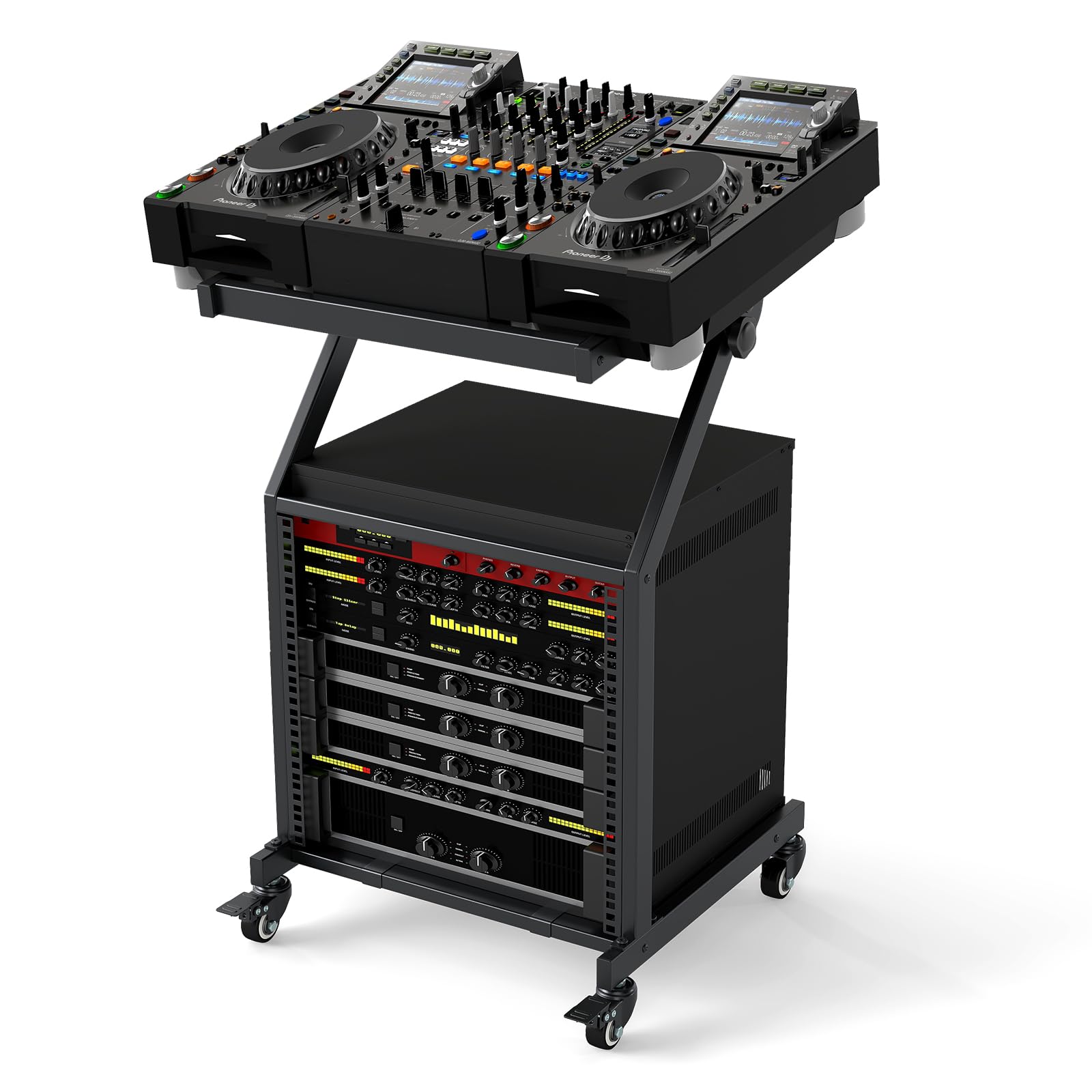 Goplus 9U DJ Mixer Stand with Lockable Wheels | Professional