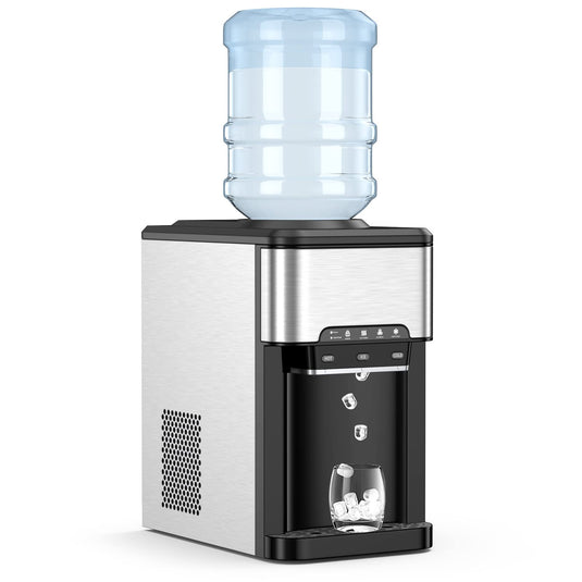 Countertop Water Cooler Dispenser with Ice Maker, 3 in 1 Top-Loading Hot & Cold Water Dispenser 5 Gallon