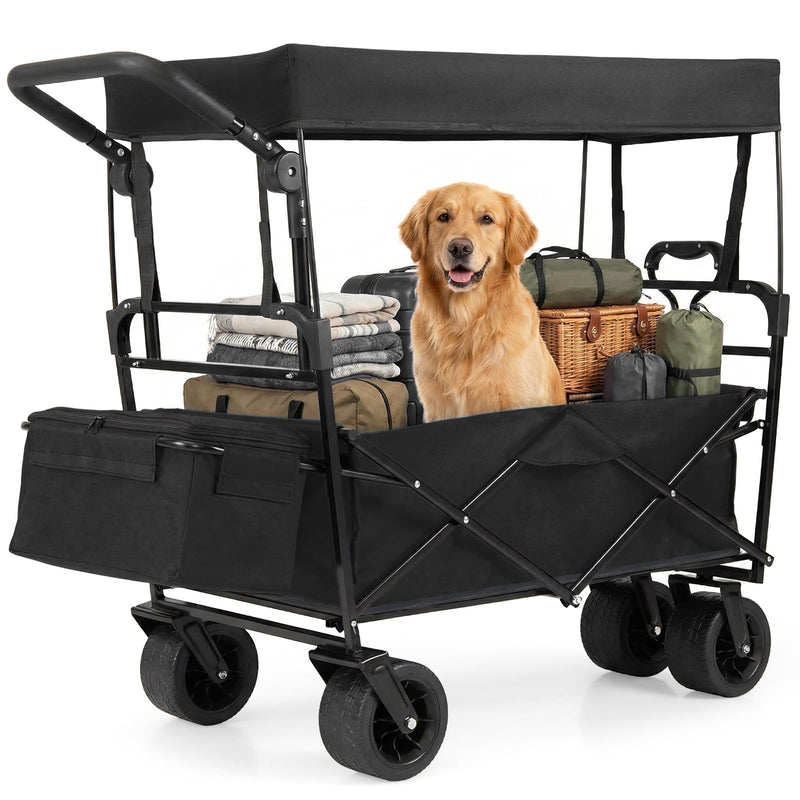 Load image into Gallery viewer, Goplus Collapsible Wagon with Removable Canopy & Detachable Storage Bag