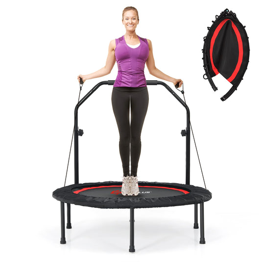 40'' Folding Fitness Trampoline, Portable Mini Exercise Rebounder