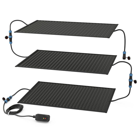 Goplus Heated Snow Melting Mat, Heated Outdoor Mat for Winter Snow Remova (20” x 30” with Power Cord + 2*Without Power Cord)