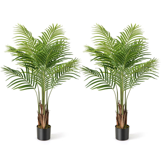 Goplus 4.2FT Tall Artificial Palm Tree with 12 PEVA Leaves (2 Pack)