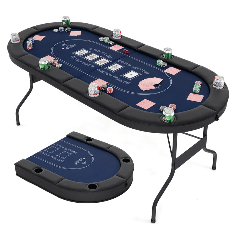 Load image into Gallery viewer, Goplus 72” Poker Table Foldable, 8 Players Card Board Game Table w/Deep Metal Cup Holders