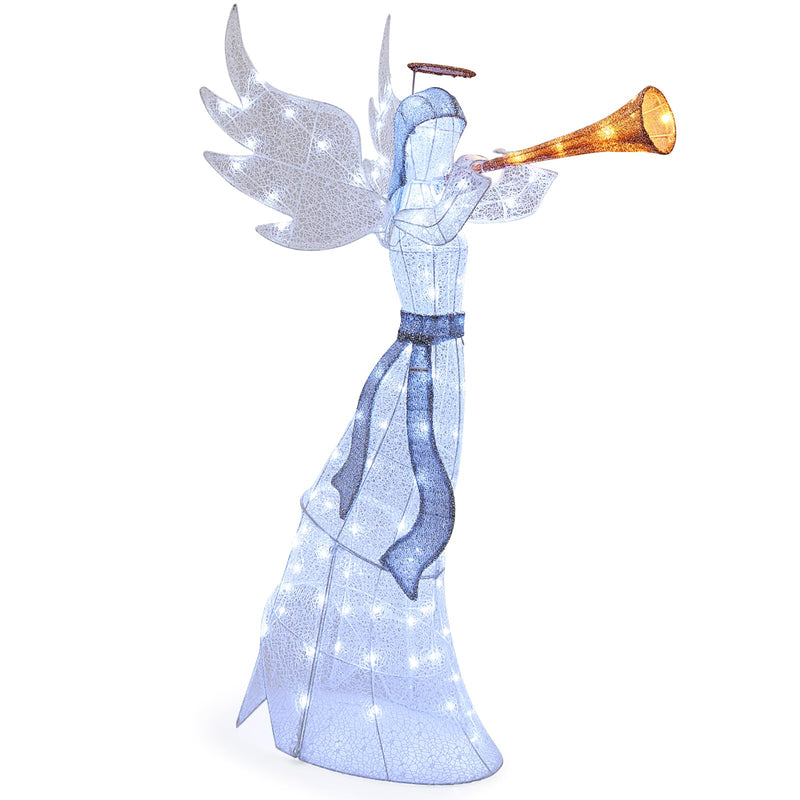 Load image into Gallery viewer, Goplus 5 FT Lighted Trumpeting Angel, Light-up Christmas Angel with LED Lights