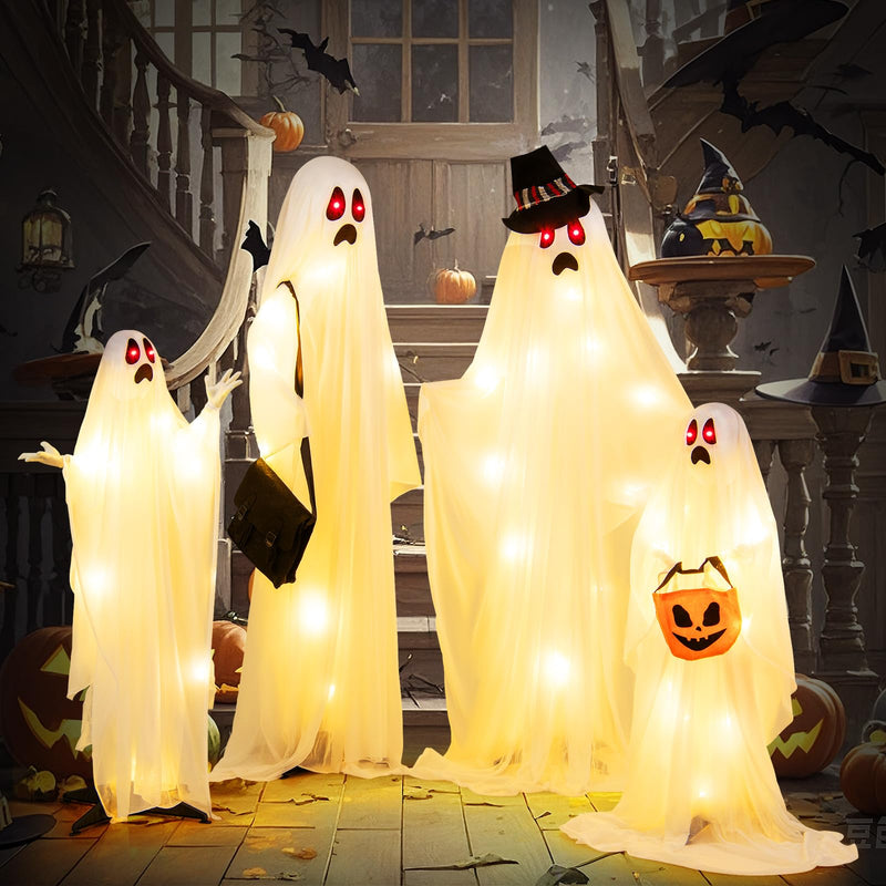Load image into Gallery viewer, Goplus Halloween Light Up Family Ghosts, 4 PCS LED Glowing Halloween Ghosts