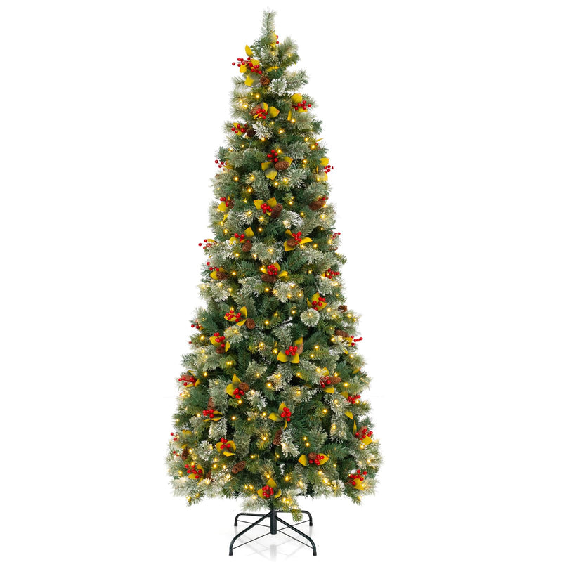 Load image into Gallery viewer, Goplus 7.5ft Pre-Lit Artificial Christmas Tree, Hinged Xmas Tree with 1096 PVC & Pine Needles