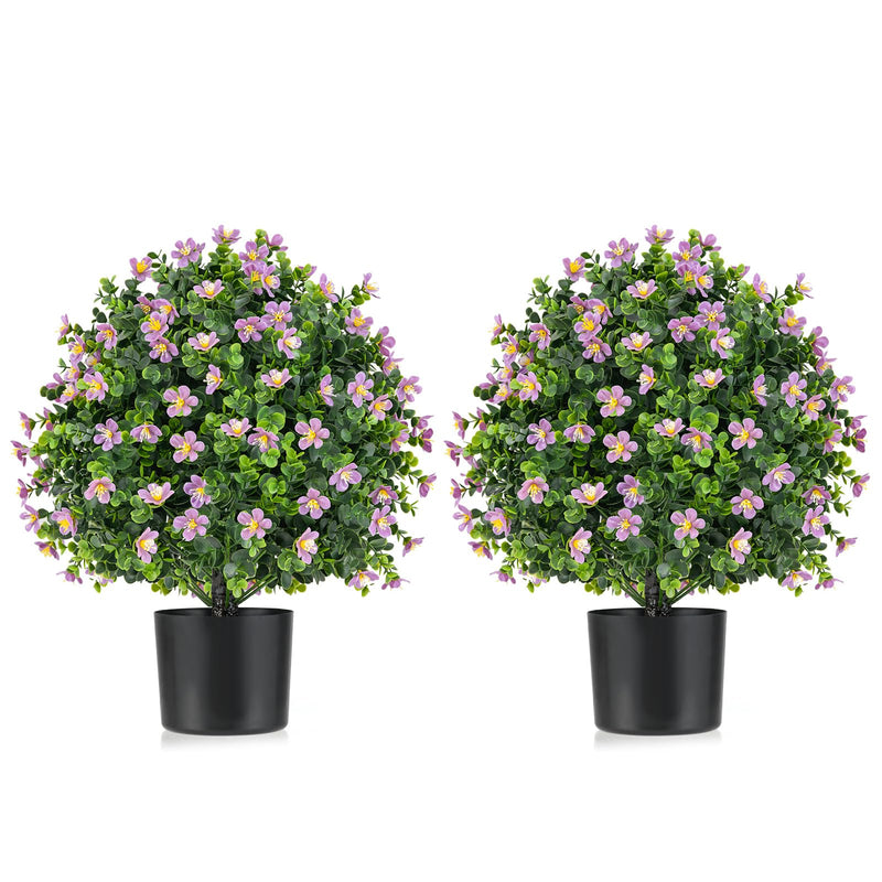 Load image into Gallery viewer, Goplus Set of 2 Faux Potted Plants Artificial Shrubs Bushes with Flowers