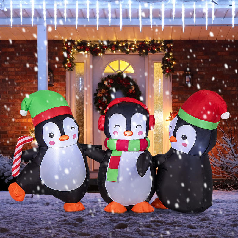 Load image into Gallery viewer, Goplus 6FT Christmas Inflatables, LED Lighted Xmas Inflatable Penguin Family Hand in Hand