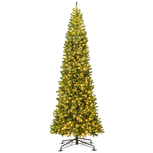 Goplus 12 FT Pre-Lit Artificial Christmas Tree with Quick Power Connector