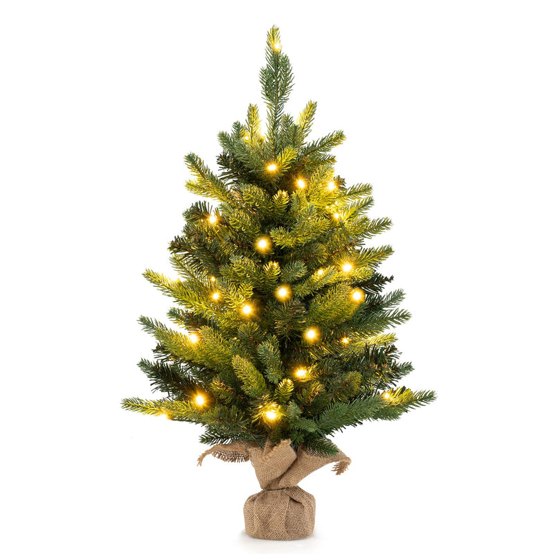 Load image into Gallery viewer, Goplus 2ft Pre-Lit Tabletop Christmas Tree, Small Artificial Spruce Tree w/ 35 LED Lights