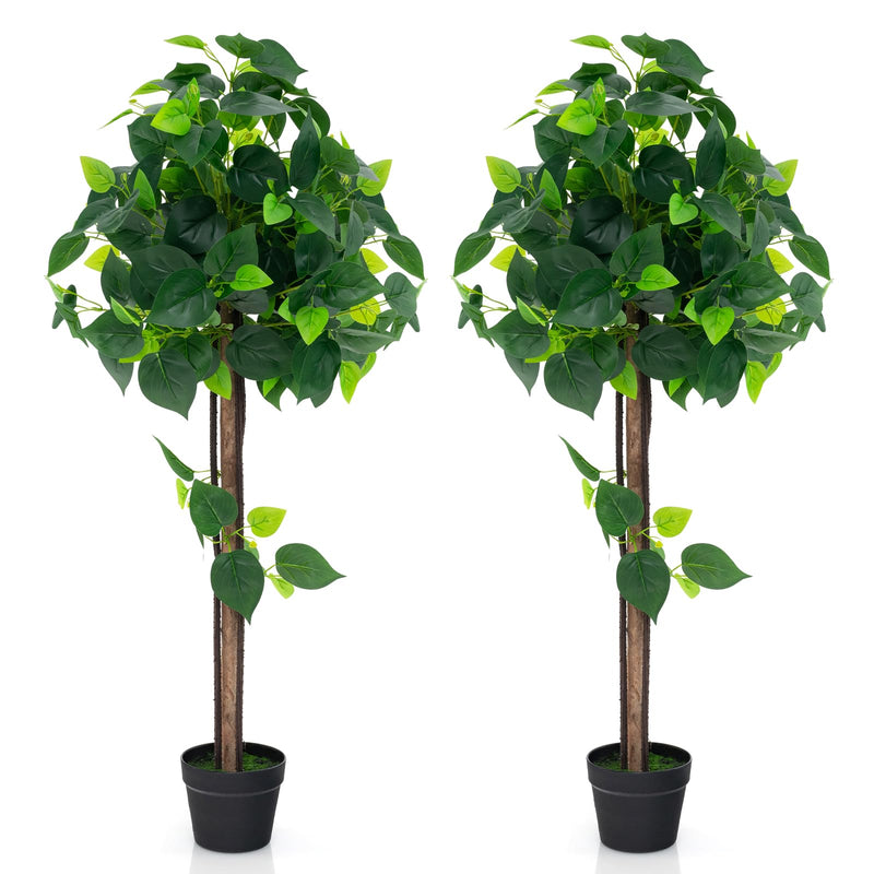 Load image into Gallery viewer, Goplus 45" Artificial Hydrangea Tree, Tall Fake Potted Silk Tree with Real Wood Trunk