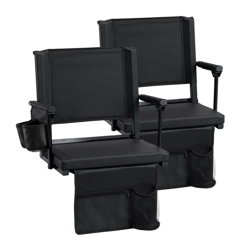 Load image into Gallery viewer, Goplus 2 Pack Stadium Seats for Bleachers with Back Support & Cup Holders