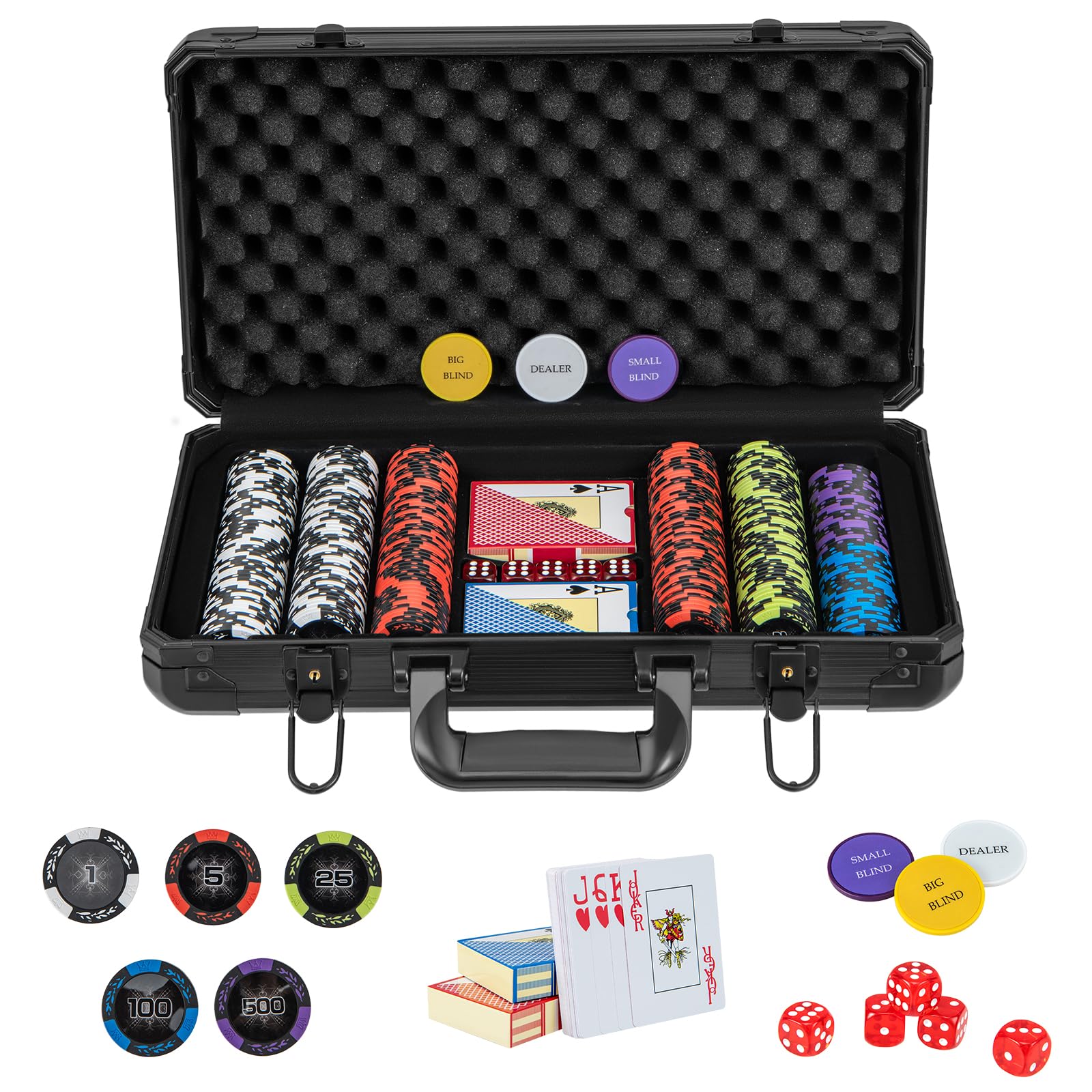 Goplus Poker Chip Set, 300 PCS/500 PCS 14 Gram Clay Poker Chips