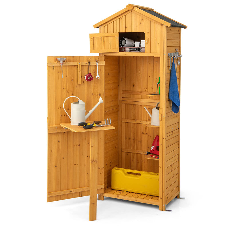 Load image into Gallery viewer, Goplus Outdoor Storage Shed, Wooden Garden Storage Cabinet with Lockable Doors