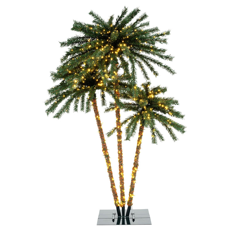 Load image into Gallery viewer, Goplus Pre-Lit Artificial Christmas Tree, 4/5/6 FT Triple Coconut Plam Trees with Metal Base