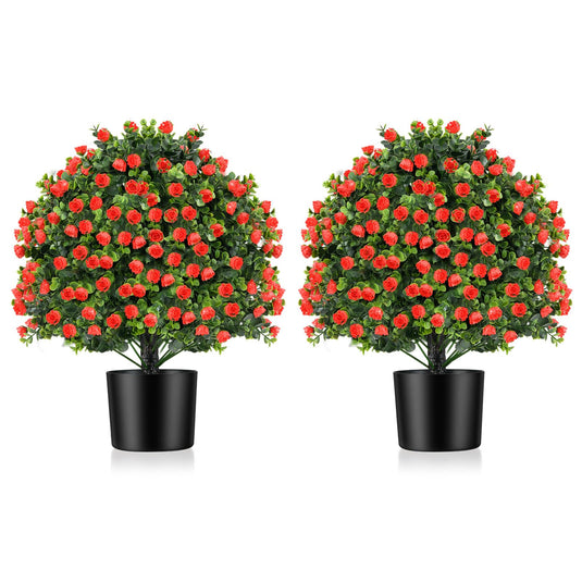 Goplus 21.5’’ Artificial Rose Topiary Ball Tree for Indoor Outdoor