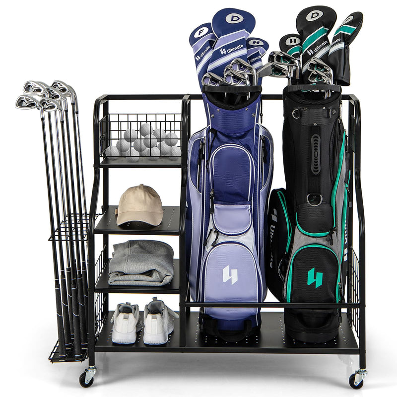 Load image into Gallery viewer, Goplus Golf Bag Storage Garage Organizer, Extra Large Storage Stand for 2 Golf Bags