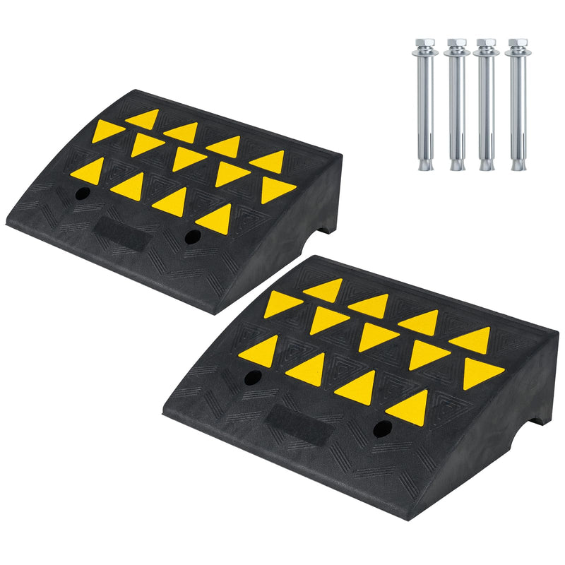 Load image into Gallery viewer, Goplus Heavy-Duty Rubber Curb Ramp 2 Pcs Driveway Threshold Ramps(5"/6.3" Rise)