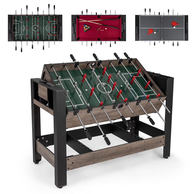 Load image into Gallery viewer, Goplus 3-in-1 Swivel Game Table with Foosball Pool Billiards & Table Tennis for Adults