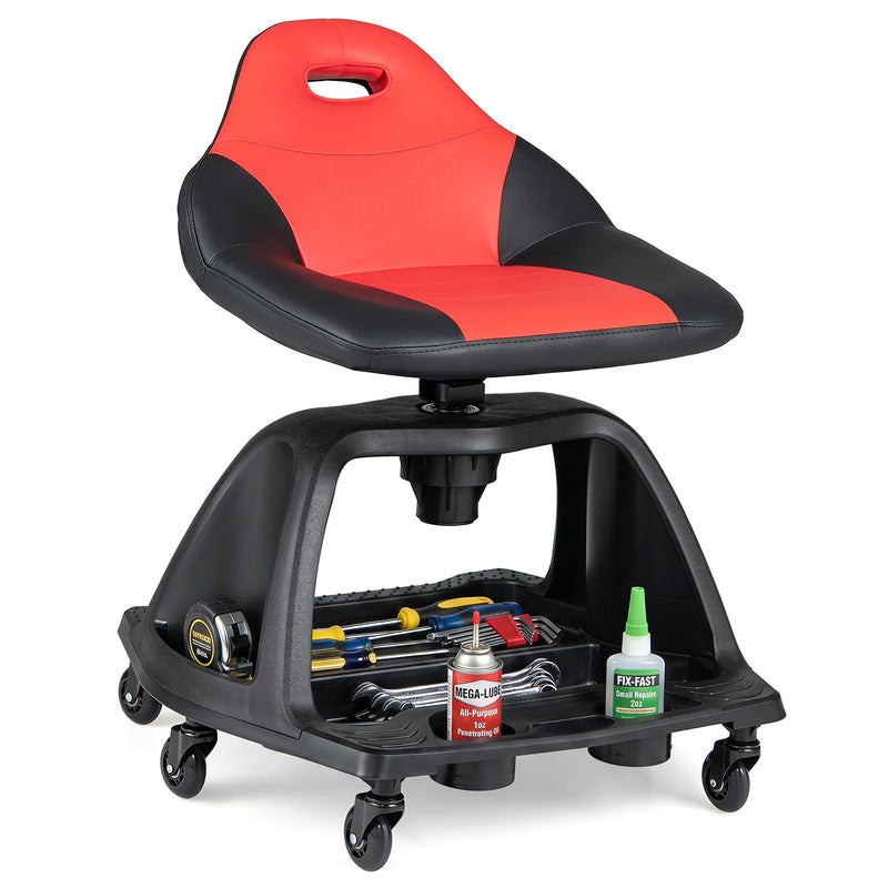 Load image into Gallery viewer, Goplus Rolling Shop Stool | 330 LBS Capacity Garage Mechanic Stool Seat