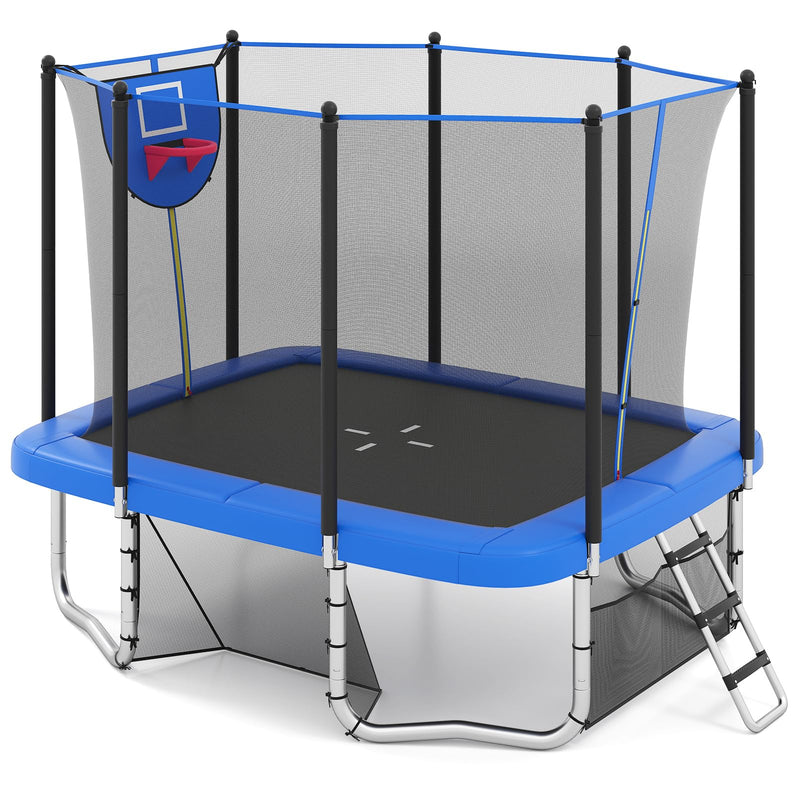 Load image into Gallery viewer, Goplus 10 x 8 FT Heavy-Duty Toddler Trampoline with Basketball Hoop Soccer Goal Non-Slip Ladder
