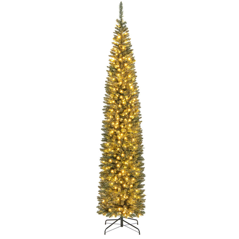 Load image into Gallery viewer, Goplus 5ft Pre-Lit Pencil Christmas Tree, Artificial Slim Xmas Tree with 150 Warm-White LED Lights