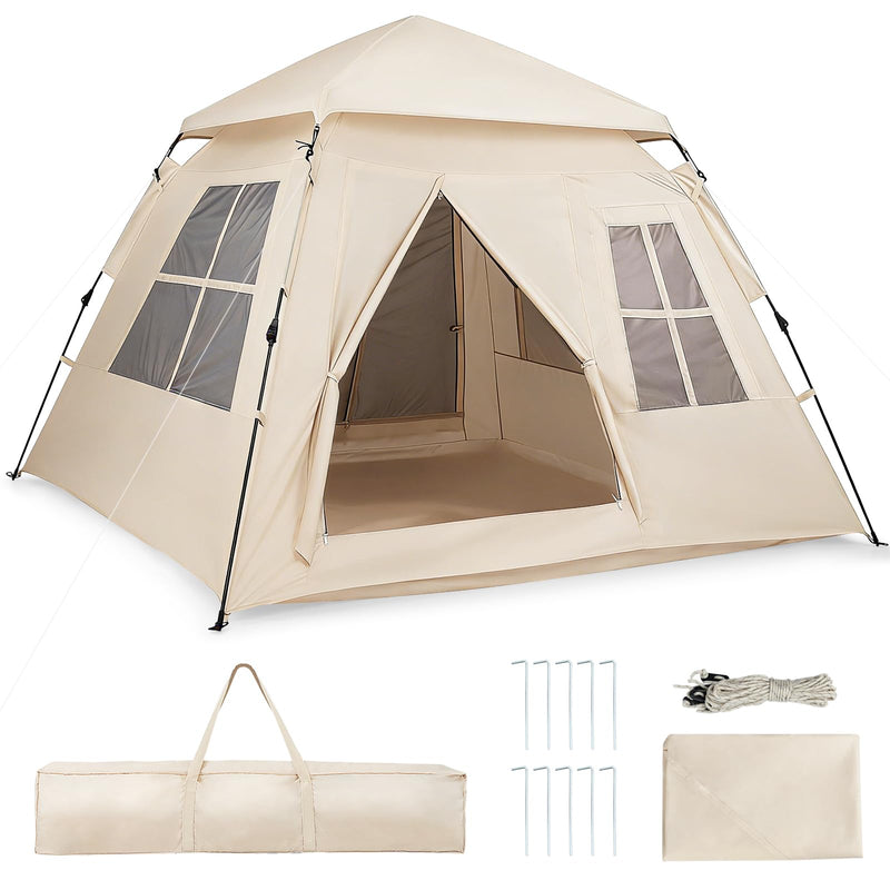Load image into Gallery viewer, Goplus 4 Person Camping Tent with Rainfly Mesh Windows 2 Doors & Carrying Bag