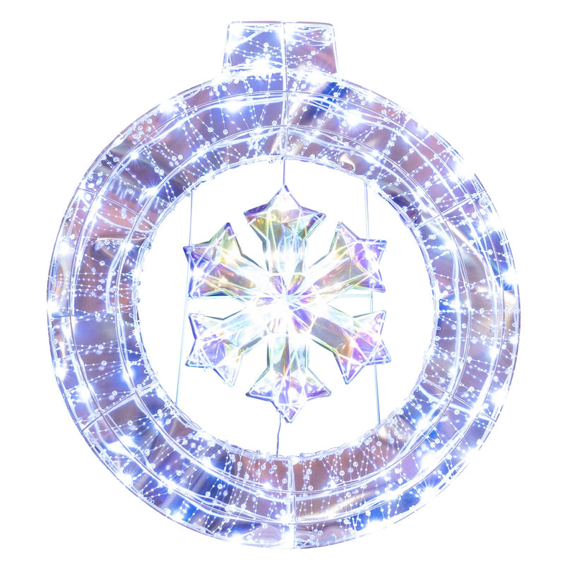 Load image into Gallery viewer, Goplus 33” Lighted Ornament with Snowflake, Pre-Lit Christmas Wreath with 128 Cold White LED Lights