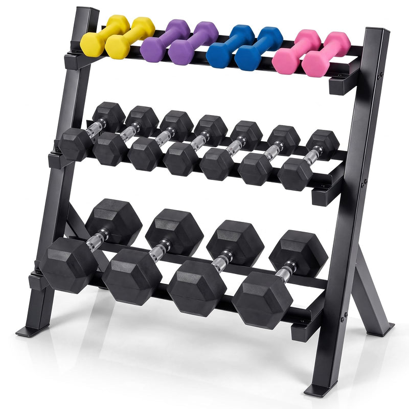 Load image into Gallery viewer, Goplus 3-Tier Adjustable Dumbbell Rack Stand Only for Home Gym Garage