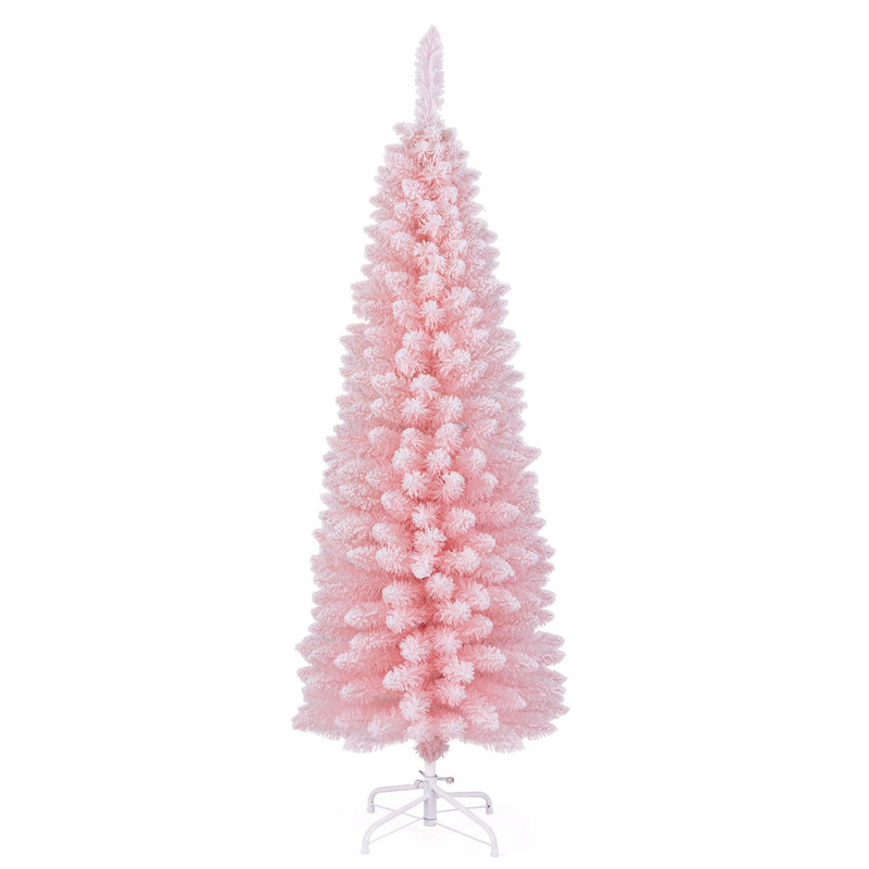 Load image into Gallery viewer, Goplus 5ft Pink Slim Pencil Christmas Tree, Artificial Unlit Skinny Xmas Full Tree with 328 Branch Tips