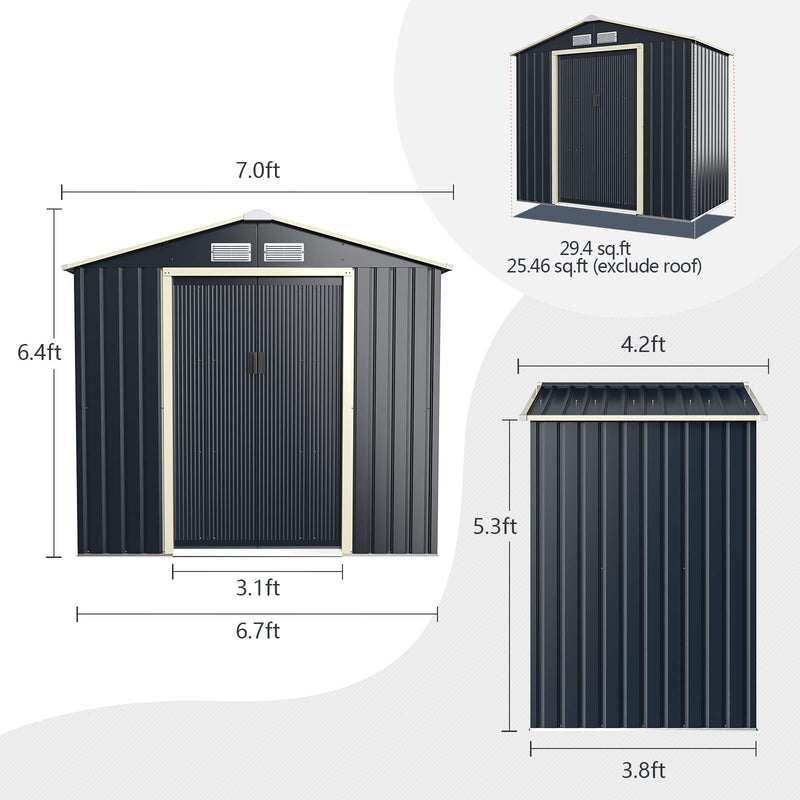 Load image into Gallery viewer, Goplus Storage Shed, Metal Outdoor Building Organizer