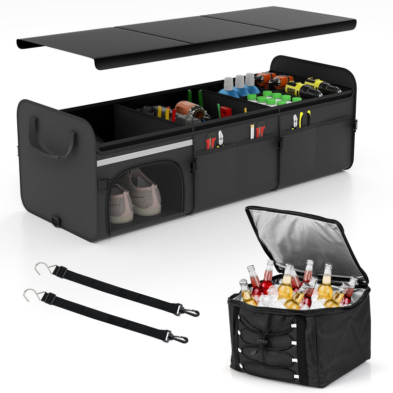 Load image into Gallery viewer, Goplus Collapsible Trunk Organizer, Multi Compartment Car Storage with Removable Lid