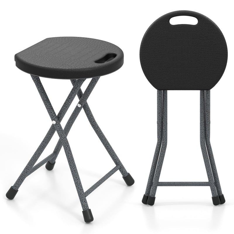 Load image into Gallery viewer, Goplus Folding Stool Collapsible Round Stool with Handle for Fishing Hiking Gardening BBQ