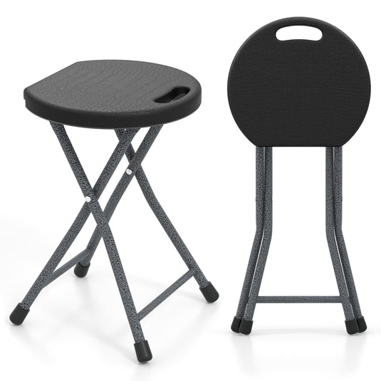 Goplus Folding Stool Collapsible Round Stool with Handle for Fishing Hiking Gardening BBQ