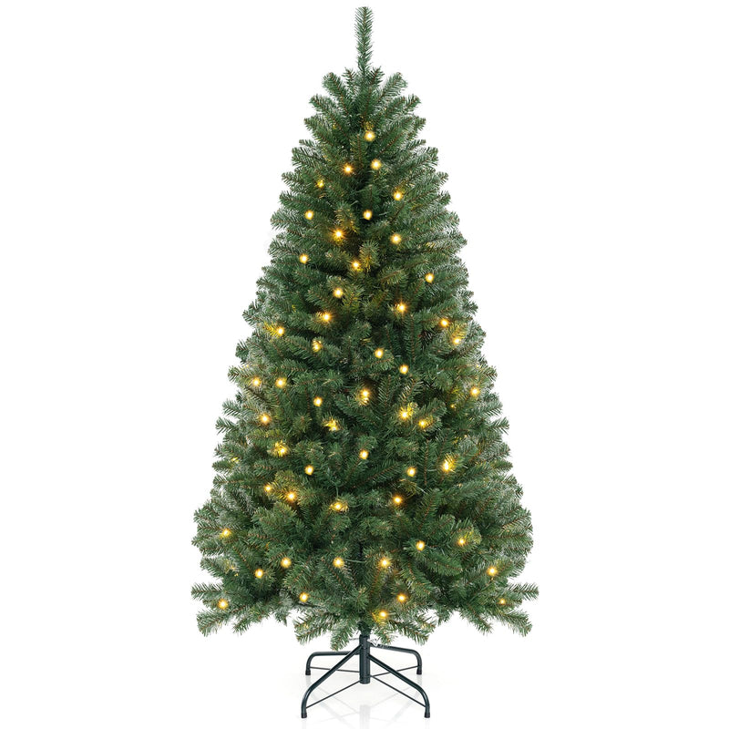 Load image into Gallery viewer, Goplus 6ft Pre-Lit Christmas Tree, Artificial Hinged Xmas Tree with 200 Warm White LED Lights