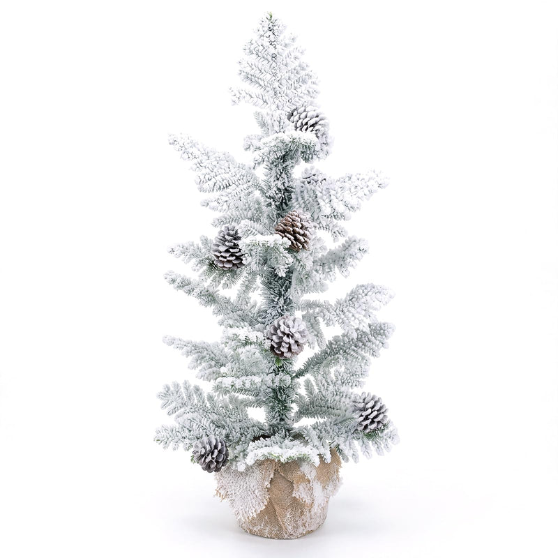 Load image into Gallery viewer, Goplus 3ft Tabletop Snow Flocked Christmas Tree | Mini Xmas Tree with 25 Cypress PE Leaves